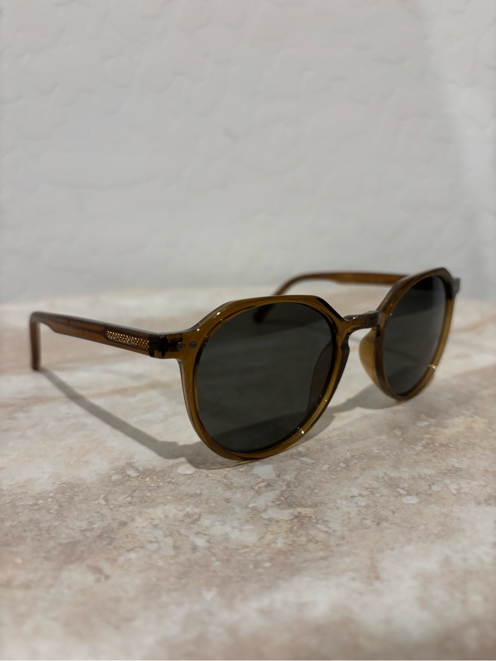 Meller Chauen Mustard Olive Brown Round Sunglasses